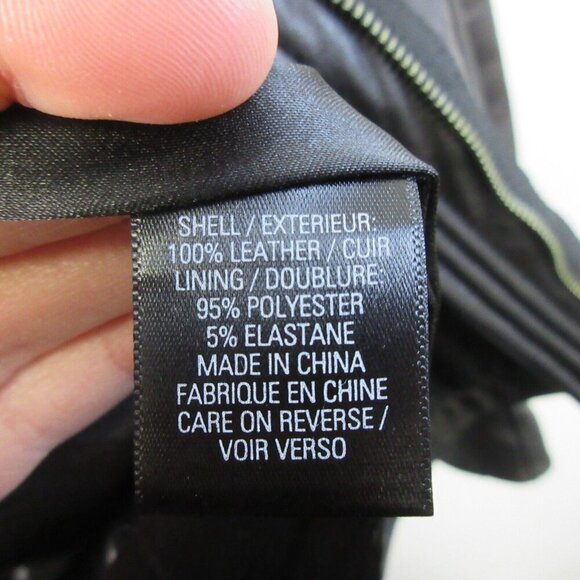 Tahari Leather Wrap Jacket Women M Black Moto Asymmetrical Biker Grunge 844 - Picture 5 of 16